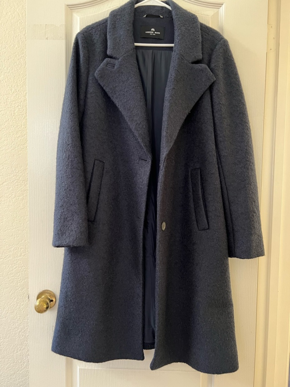 Andrew Marc Women's Navy Wool Blend Pea Coat